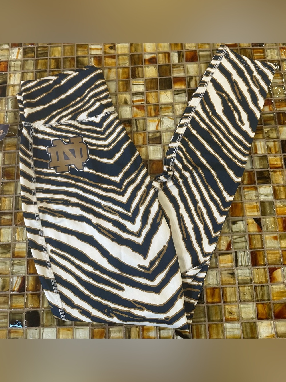 NWT Notre Dame Fighting Irish Zubaz Women's Zebra Print Leggings~Medium~$45